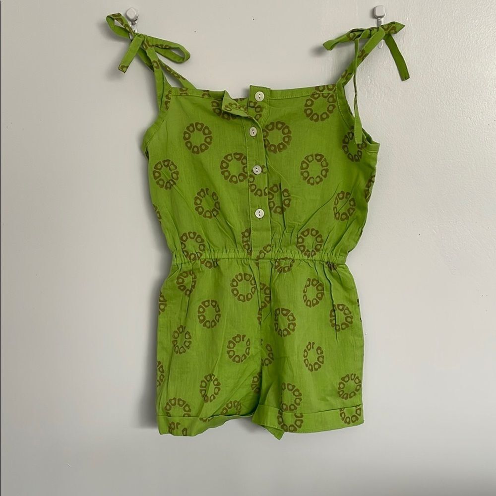 Rainbow Green and Brown Jumpsuit with Elastic Waist